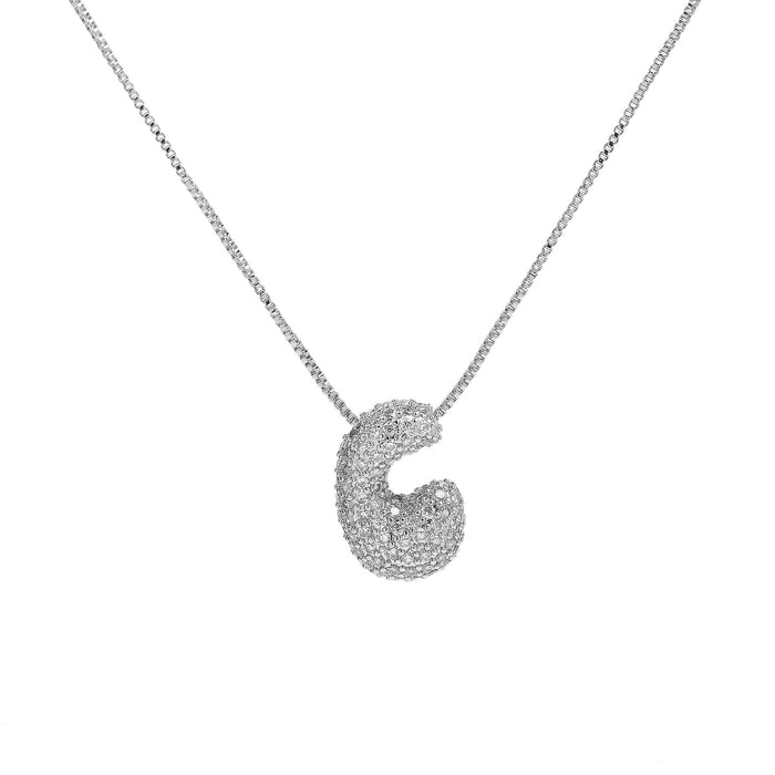 Wholesale 18k brass zircon bubble balloon 26 English letters pendant necklace Pendant JoyasDeChina Silver necklace c Wholesale Jewelry JoyasDeChina Joyas De China