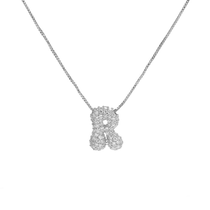 Wholesale 18k brass zircon bubble balloon 26 English letters pendant necklace Pendant JoyasDeChina Silver necklace r Wholesale Jewelry JoyasDeChina Joyas De China