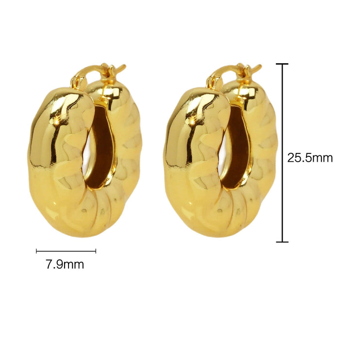 Wholesale 18K gold brass glossy bubble pleated earrings women's classic earrings Earrings JoyasDeChina Wholesale Jewelry JoyasDeChina Joyas De China