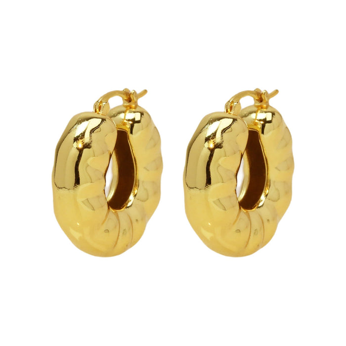Wholesale 18K gold brass glossy bubble pleated earrings women's classic earrings Earrings JoyasDeChina FE231005 Wholesale Jewelry JoyasDeChina Joyas De China