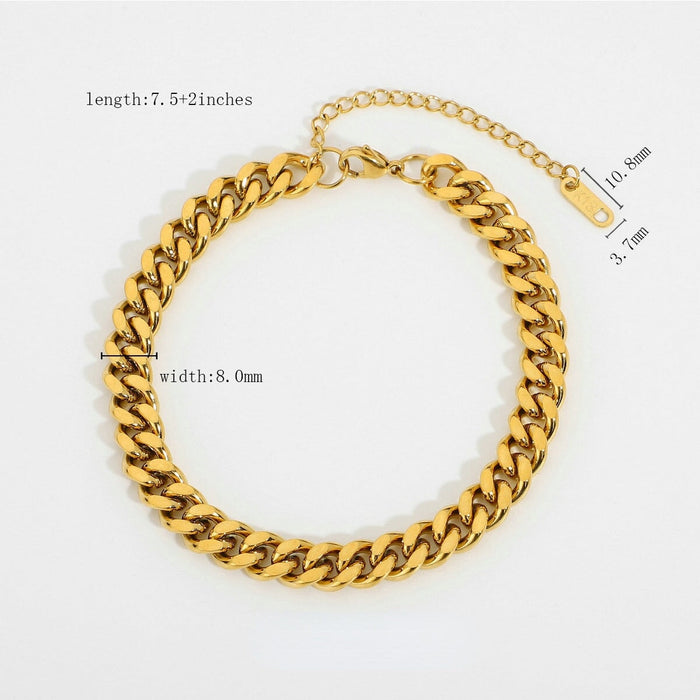 Wholesale 18k Gold Plated Cuban 316L Stainless Steel Anklet JDC-AS-JD101 Anklet 杰鼎 Wholesale Jewelry JoyasDeChina Joyas De China