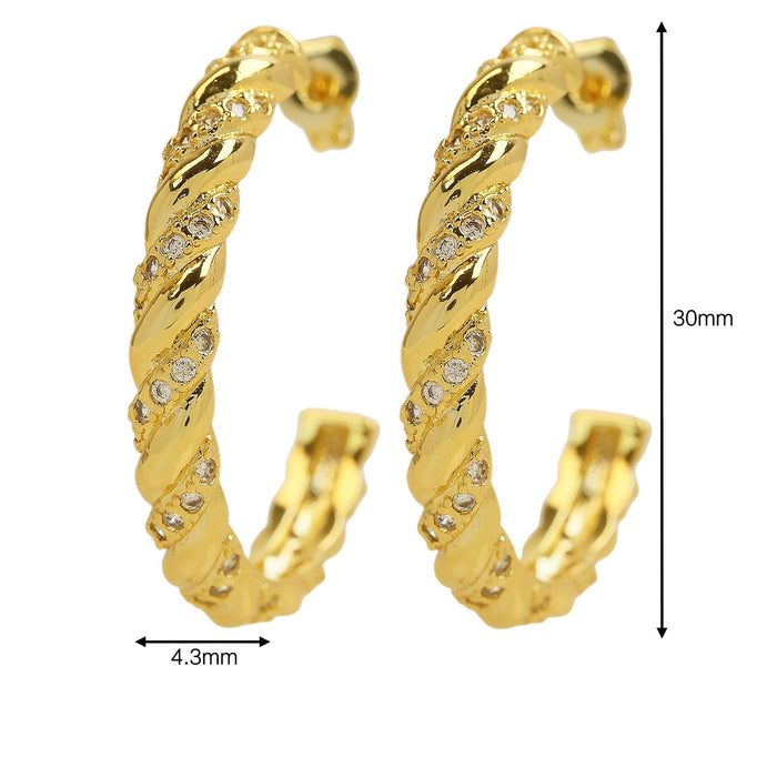 Wholesale 18k10mm20mm30mm brass zircon twist thread ear ring Women's earrings Earrings JoyasDeChina Wholesale Jewelry JoyasDeChina Joyas De China