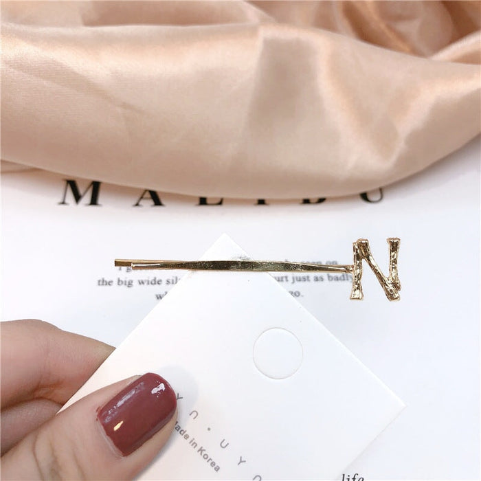 Wholesale 26 Letter Plated Metal Hair Clips JDC-HC-Jiax001 Hair Clips 佳芯 2374 letter N Wholesale Jewelry JoyasDeChina Joyas De China