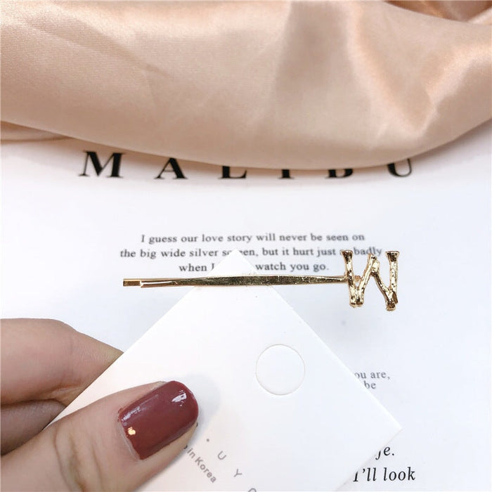 Wholesale 26 Letter Plated Metal Hair Clips JDC-HC-Jiax001 Hair Clips 佳芯 2383 letter W Wholesale Jewelry JoyasDeChina Joyas De China