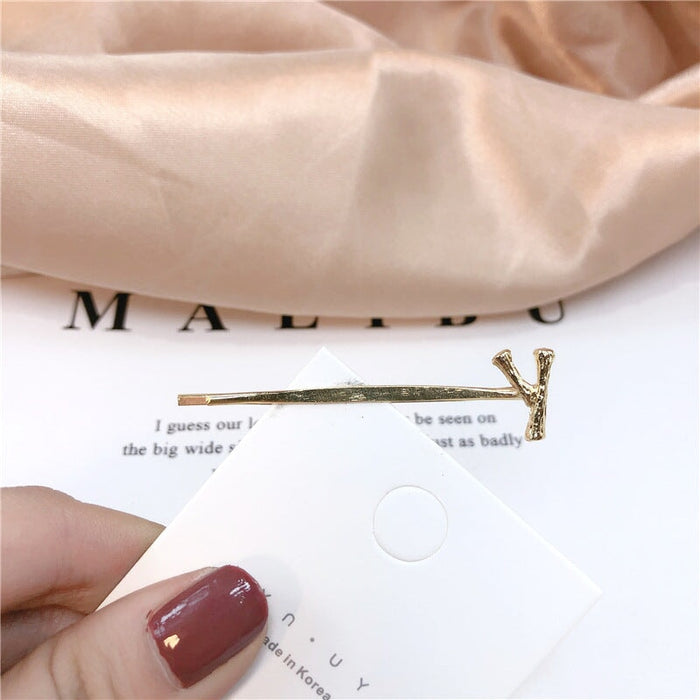 Wholesale 26 Letter Plated Metal Hair Clips JDC-HC-Jiax001 Hair Clips 佳芯 285 letter Y Wholesale Jewelry JoyasDeChina Joyas De China