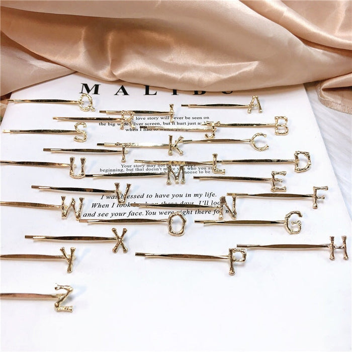 Wholesale 26 Letter Plated Metal Hair Clips JDC-HC-Jiax001 Hair Clips 佳芯 Wholesale Jewelry JoyasDeChina Joyas De China