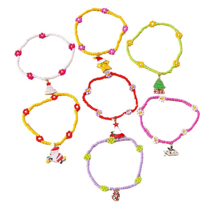 Wholesale 7 PCS Christmas beads anklet suit Santa Christmas tree snowman foot ornaments Anklets JoyasDeChina Wholesale Jewelry JoyasDeChina Joyas De China