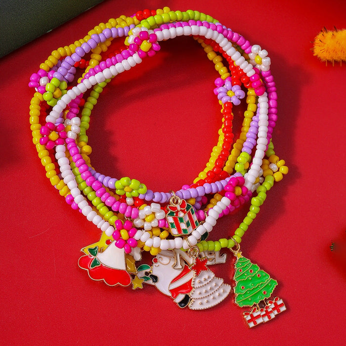 Wholesale 7 PCS Christmas beads anklet suit Santa Christmas tree snowman foot ornaments Anklets JoyasDeChina Wholesale Jewelry JoyasDeChina Joyas De China