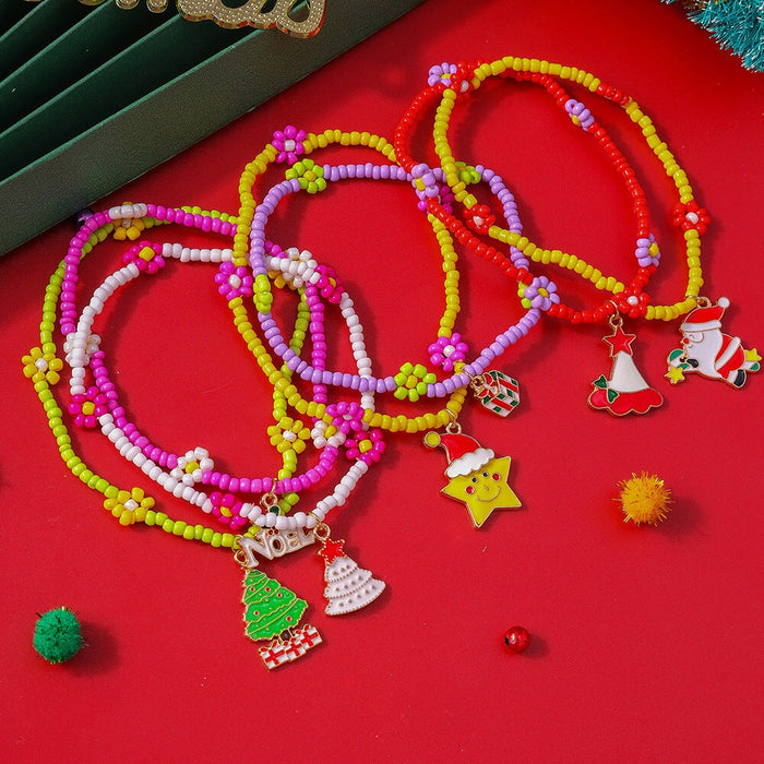 Wholesale 7 PCS Christmas beads anklet suit Santa Christmas tree snowman foot ornaments Anklets JoyasDeChina Wholesale Jewelry JoyasDeChina Joyas De China