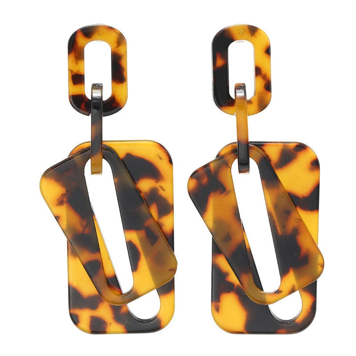 Wholesale Acetate Acrylic Resin Geometric Earrings JDC-ES-ZhanY024 Earrings 展言 deep tortoiseshell Wholesale Jewelry JoyasDeChina Joyas De China