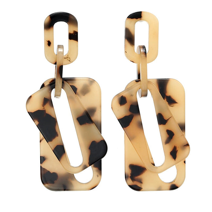 Wholesale Acetate Acrylic Resin Geometric Earrings JDC-ES-ZhanY024 Earrings 展言 light tortoiseshell Wholesale Jewelry JoyasDeChina Joyas De China