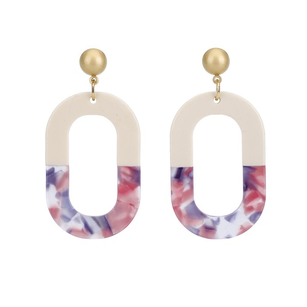 Wholesale Acetate Plate Boho Geometric Oval Earrings JDC-ES-Ruol013 Earrings 若龙 Wholesale Jewelry JoyasDeChina Joyas De China