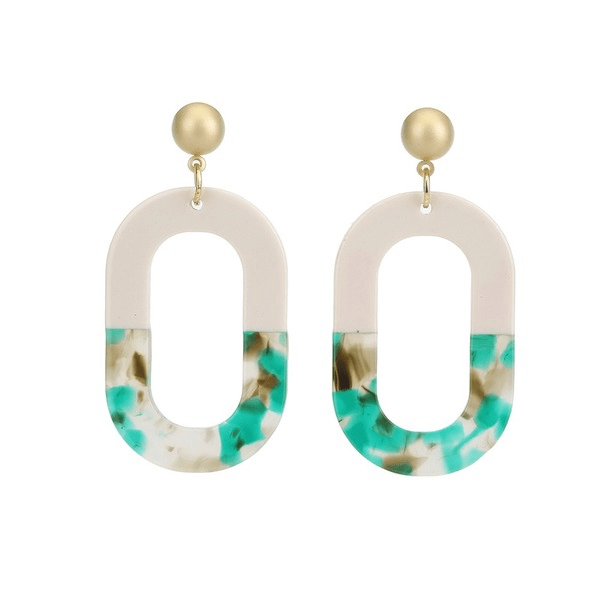 Wholesale Acetate Plate Boho Geometric Oval Earrings JDC-ES-Ruol013 Earrings 若龙 Wholesale Jewelry JoyasDeChina Joyas De China