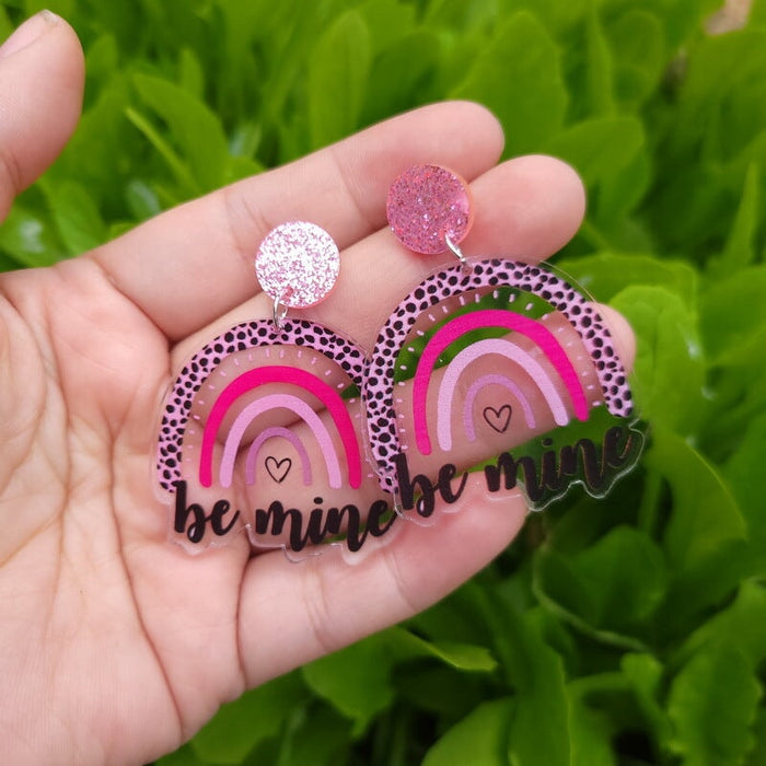 Wholesale acrylic love rainbow earrings JDC-ES-XUEP024 JoyasDeChina red Wholesale Jewelry JoyasDeChina Joyas De China