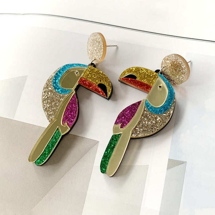 Wholesale acrylic parrot earrings JDC-ES-XUEP023 Earrings 雪帕 Wholesale Jewelry JoyasDeChina Joyas De China