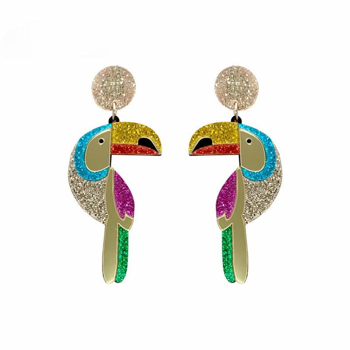 Wholesale acrylic parrot earrings JDC-ES-XUEP023 Earrings 雪帕 M68 Wholesale Jewelry JoyasDeChina Joyas De China