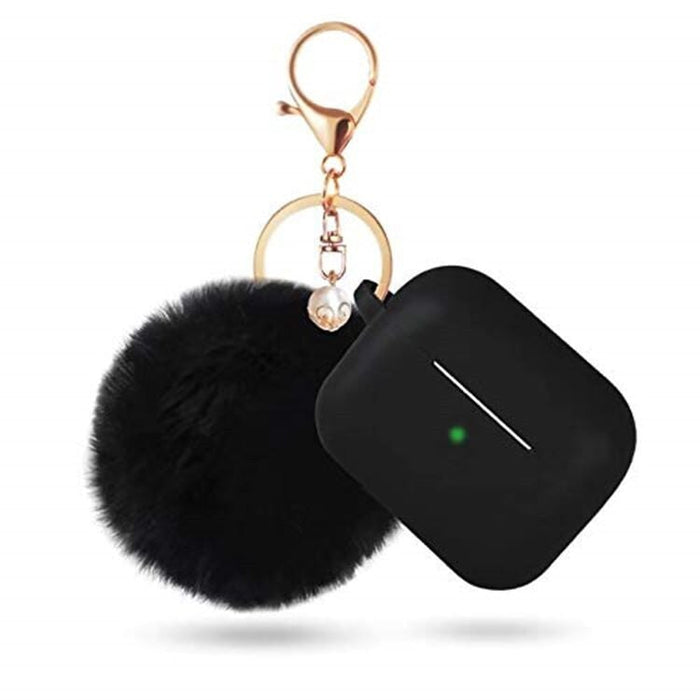 Wholesale Airpods 3 Hair Ball Keychain Plush Silicone Earphone Cases JDC-EPC-LXG004 Earphone cases 莱鑫格 Black airpods 3(2021) Wholesale Jewelry JoyasDeChina Joyas De China