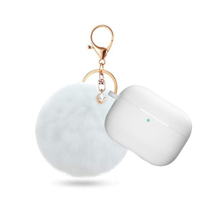 Wholesale Airpods 3 Hair Ball Keychain Plush Silicone Earphone Cases JDC-EPC-LXG004 Earphone cases 莱鑫格 White airpods 3(2021) Wholesale Jewelry JoyasDeChina Joyas De China