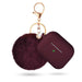 Wholesale AirpodsPro Hair Ball Keychain Plush Silicone Earphone Cases JDC-EPC-LXG003 Earphone cases 莱鑫格 wine red airpods pro Wholesale Jewelry JoyasDeChina Joyas De China