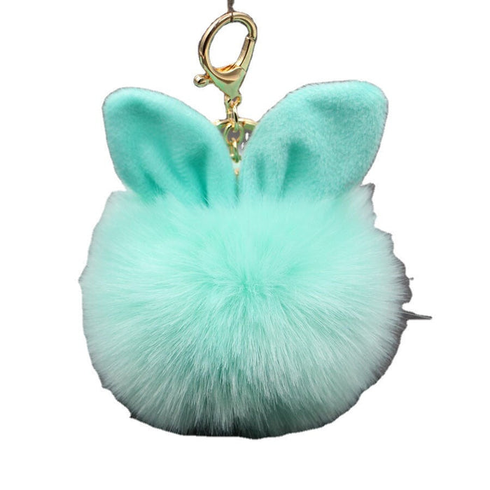 Wholesale Alloy Imitation Rabbit Hair Rabbit Ear Hair Ball Pom Pom Keychain JDC-KC-Zuge006 Keychains 祖格 Wholesale Jewelry JoyasDeChina Joyas De China