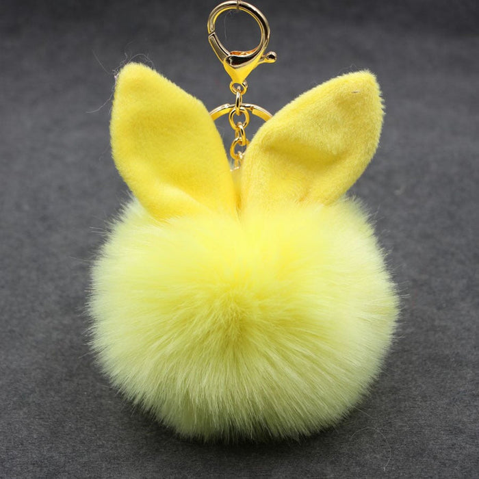 Wholesale Alloy Imitation Rabbit Hair Rabbit Ear Hair Ball Pom Pom Keychain JDC-KC-Zuge006 Keychains 祖格 Wholesale Jewelry JoyasDeChina Joyas De China