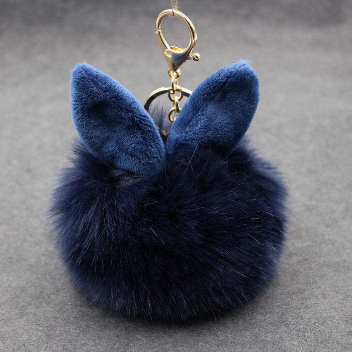 Wholesale Alloy Imitation Rabbit Hair Rabbit Ear Hair Ball Pom Pom Keychain JDC-KC-Zuge006 Keychains 祖格 Wholesale Jewelry JoyasDeChina Joyas De China