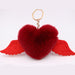 Wholesale Alloy Imitation Rex Rabbit Fur Heart Shaped Wings Fur Ball Pom Pom Keychain JDC-KC-Zuge015 Keychains 祖格 Wholesale Jewelry JoyasDeChina Joyas De China