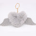 Wholesale Alloy Imitation Rex Rabbit Fur Heart Shaped Wings Fur Ball Pom Pom Keychain JDC-KC-Zuge015 Keychains 祖格 light grey / Wholesale Jewelry JoyasDeChina Joyas De China