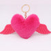 Wholesale Alloy Imitation Rex Rabbit Fur Heart Shaped Wings Fur Ball Pom Pom Keychain JDC-KC-Zuge015 Keychains 祖格 Rose / Wholesale Jewelry JoyasDeChina Joyas De China