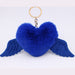 Wholesale Alloy Imitation Rex Rabbit Fur Heart Shaped Wings Fur Ball Pom Pom Keychain JDC-KC-Zuge015 Keychains 祖格 royal blue / Wholesale Jewelry JoyasDeChina Joyas De China