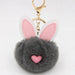 Wholesale Alloy Imitation Rex Rabbit Fur PU Leather Rabbit Ear Hair Ball Pom Pom Keychain JDC-KC-Zuge011 Keychains 祖格 grey / Wholesale Jewelry JoyasDeChina Joyas De China