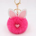 Wholesale Alloy Imitation Rex Rabbit Fur PU Leather Rabbit Ear Hair Ball Pom Pom Keychain JDC-KC-Zuge011 Keychains 祖格 rose red / Wholesale Jewelry JoyasDeChina Joyas De China