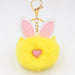 Wholesale Alloy Imitation Rex Rabbit Fur PU Leather Rabbit Ear Hair Ball Pom Pom Keychain JDC-KC-Zuge011 Keychains 祖格 yellow / Wholesale Jewelry JoyasDeChina Joyas De China