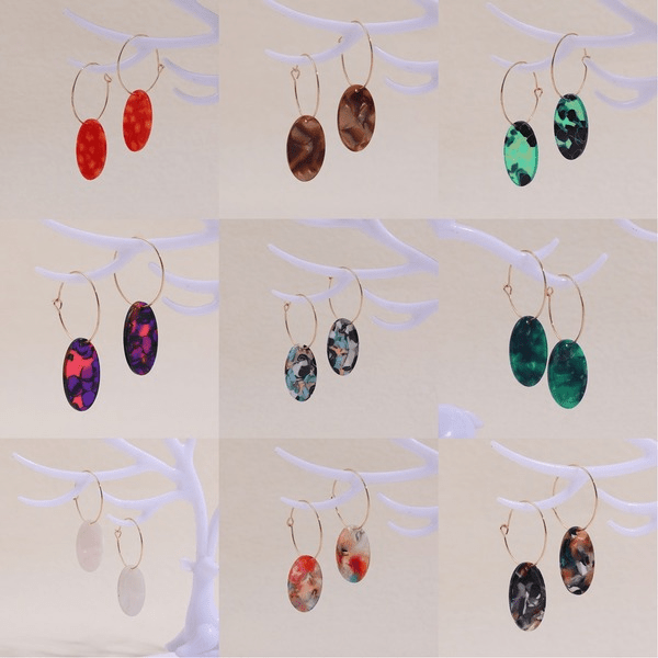 Wholesale Alloy Oval Acetate Earrings JDC-ES-Ruol009 Earrings 若龙 Wholesale Jewelry JoyasDeChina Joyas De China