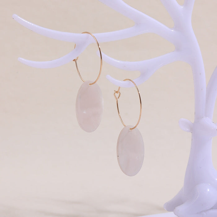 Wholesale Alloy Oval Acetate Earrings JDC-ES-Ruol009 Earrings 若龙 White A11-1-2-1 Wholesale Jewelry JoyasDeChina Joyas De China