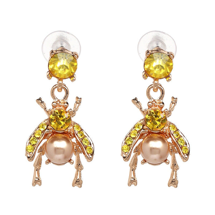 Wholesale Alloy Rhinestone Bee Insect Earrings JDC-ES-JJ353 Earrings 聚嘉 Wholesale Jewelry JoyasDeChina Joyas De China