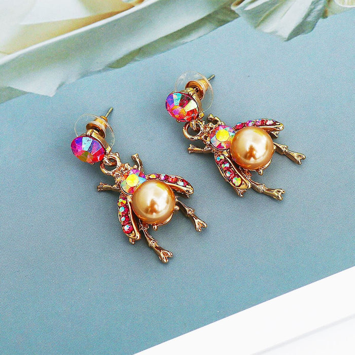 Wholesale Alloy Rhinestone Bee Insect Earrings JDC-ES-JJ353 Earrings 聚嘉 Wholesale Jewelry JoyasDeChina Joyas De China