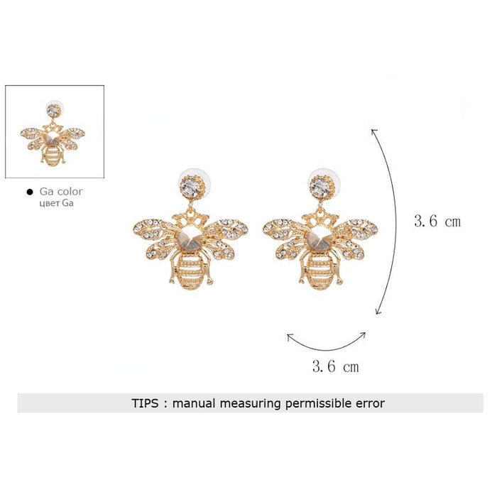 Wholesale Alloy Rhinestone Bee Insect Earrings JDC-ES-JJ361 Earrings 聚嘉 Wholesale Jewelry JoyasDeChina Joyas De China