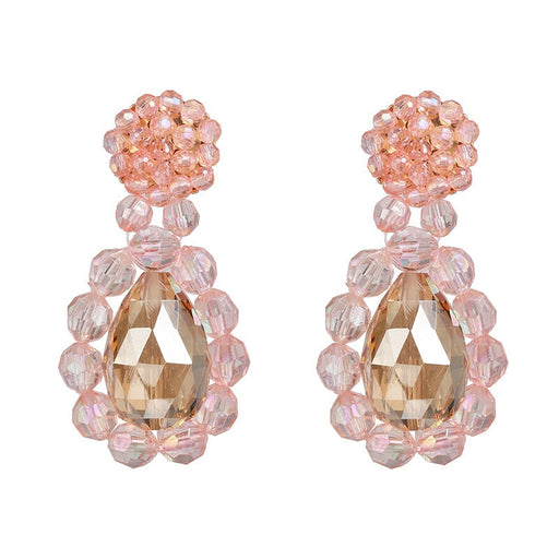 Wholesale alloy rhinestone earrings JDC-ES-LIUM022 Earrings 榴芒 pink Wholesale Jewelry JoyasDeChina Joyas De China