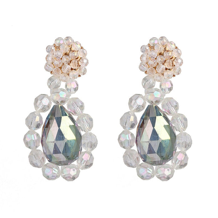 Wholesale alloy rhinestone earrings JDC-ES-LIUM022 Earrings 榴芒 white Wholesale Jewelry JoyasDeChina Joyas De China