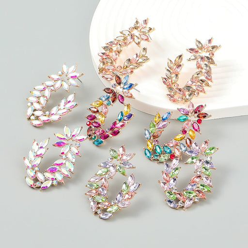 Wholesale alloy rhinestone floral earrings JDC-ES-JL914 Earrings 氿乐 Wholesale Jewelry JoyasDeChina Joyas De China