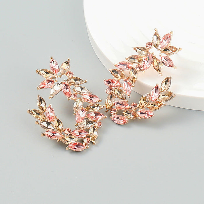 Wholesale alloy rhinestone floral earrings JDC-ES-JL914 Earrings 氿乐 Wholesale Jewelry JoyasDeChina Joyas De China