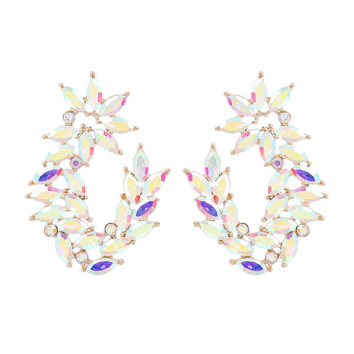 Wholesale alloy rhinestone floral earrings JDC-ES-JL914 Earrings 氿乐 ABcolor Wholesale Jewelry JoyasDeChina Joyas De China