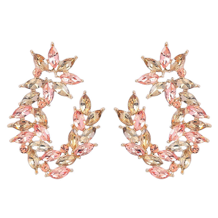 Wholesale alloy rhinestone floral earrings JDC-ES-JL914 Earrings 氿乐 Golden Wholesale Jewelry JoyasDeChina Joyas De China