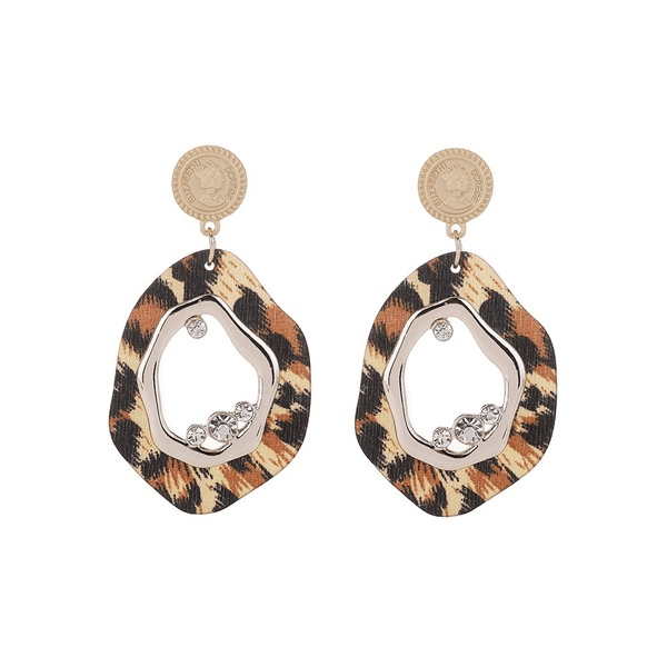 Wholesale Alloy Rhinestone Oval Leopard Acetate Earrings JDC-ES-Ruol008 Earrings 若龙 Wholesale Jewelry JoyasDeChina Joyas De China