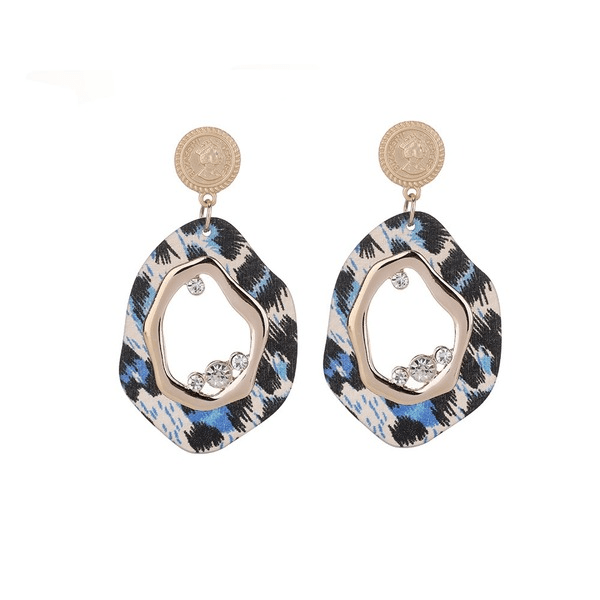 Wholesale Alloy Rhinestone Oval Leopard Acetate Earrings JDC-ES-Ruol008 Earrings 若龙 Wholesale Jewelry JoyasDeChina Joyas De China