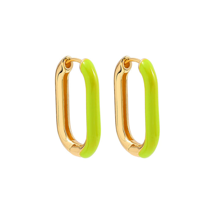 Wholesale Alloy U Shape Earrings JDC-ES-Ruol003 Earrings 若龙 Green a20-1-1-4 Wholesale Jewelry JoyasDeChina Joyas De China