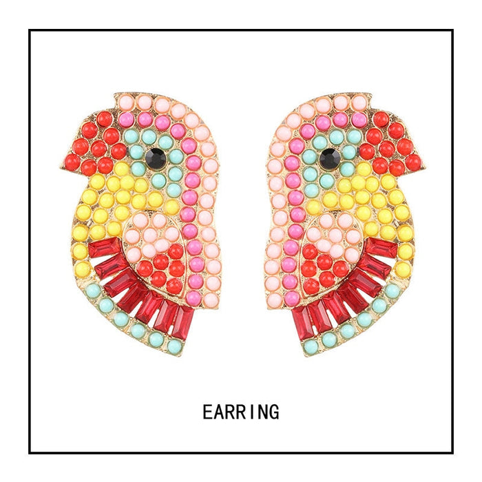 Wholesale animal metal earrings JDC-ES-LIUM013 Earrings 榴芒 pink1 Wholesale Jewelry JoyasDeChina Joyas De China