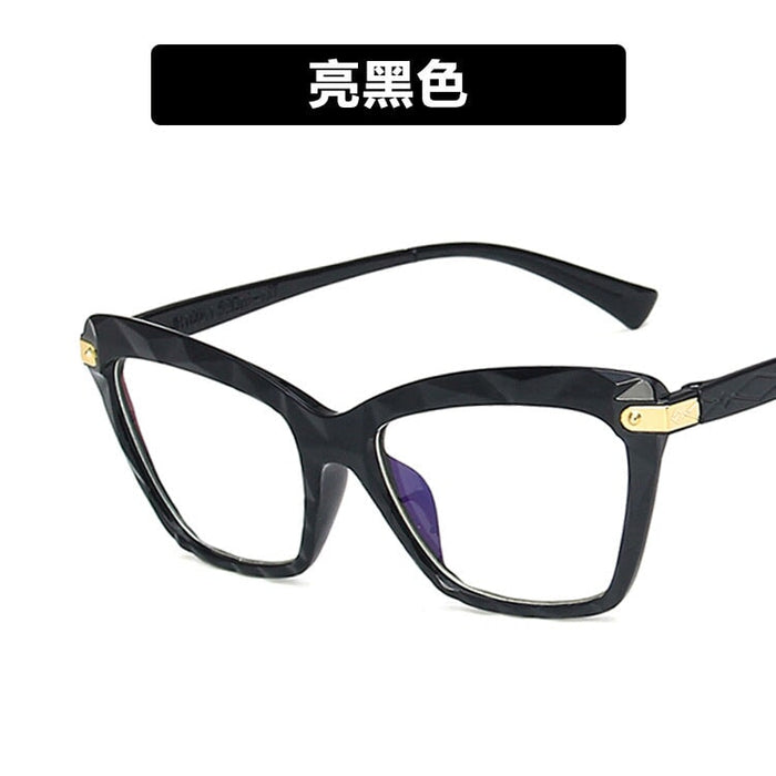 Wholesale Anti Blue Light Cat's Eye Crystal Faceted PC Glasses Frame JDC-SG-PLS008 Sunglasses 普琳丝 black Wholesale Jewelry JoyasDeChina Joyas De China