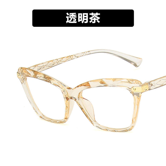 Wholesale Anti Blue Light Cat's Eye Crystal Faceted PC Glasses Frame JDC-SG-PLS008 Sunglasses 普琳丝 brown Wholesale Jewelry JoyasDeChina Joyas De China